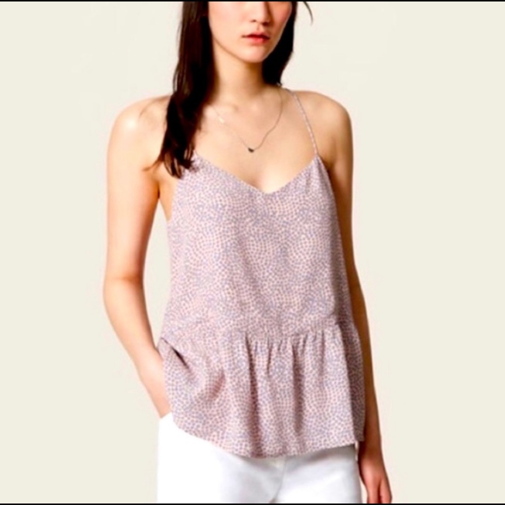 LOFT // light pink & light blue peplum tank top